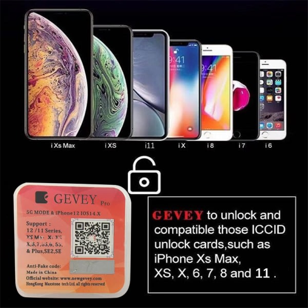 IC 1st Gevey PRO oplåsningskort klistermærke til iphone 6s-7-8-X-XSM-11