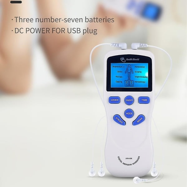 Tens Ems Machine Unit Elektrisk massageapparat Pulsmuskelstimulator Ryggterapi Smärtlindring med 4 elektrodplåster