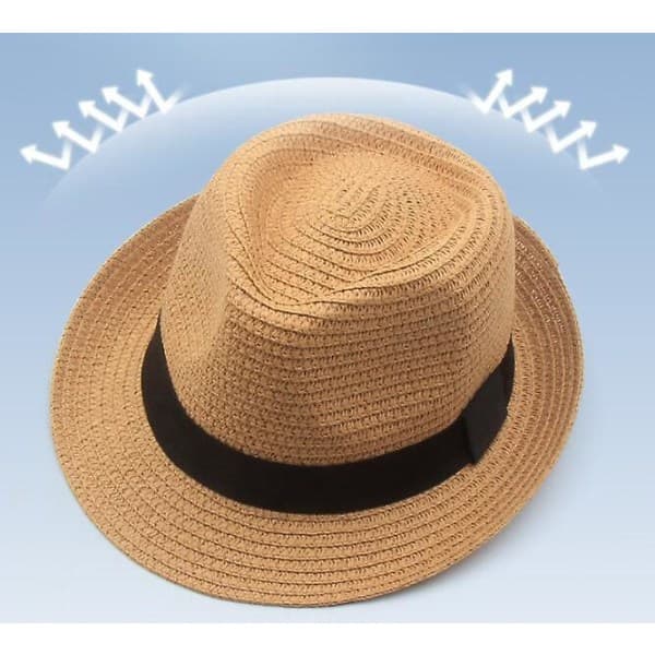 IC Bredbrättad Halm Panama Roll Up Hat Strand Solhatt Upf50+ Khaki