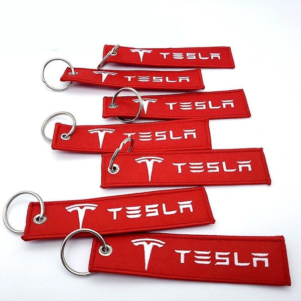 Bil Styling Business Nyckelringar Tesla Model 3 S X Y Logo Bil Canvas Tyg Textil Nyckelring Ring Nyckelring Nyckelringar Man Present Black IC