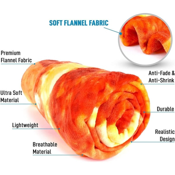 IC 180 cm Pizzapeitto Kaksisivuinen Burritopeitto, Pehmeä ja Mukava Pizzapeitto Aikuisten ja Lasten, Hauska Flanellipeitto