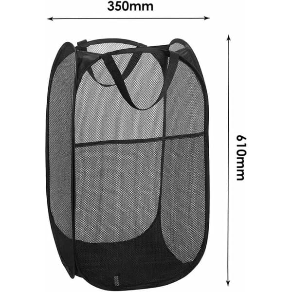 IC Vasketøjskurv Stor Net Opbevaringskurv (fire mesh sort 34x55cm),