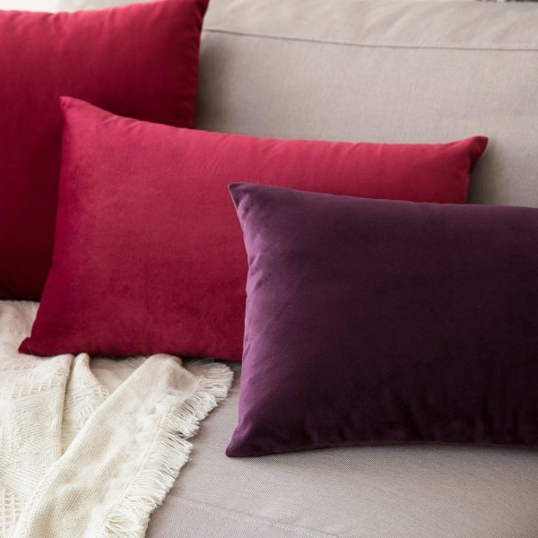 IC 2 Pudebetræk Fløjl Dekorativ Sofa Case Super Blød Blød Behagelig Dekoration Hjem Stue Soveværelse til Sofa 50X50CM Vinrød