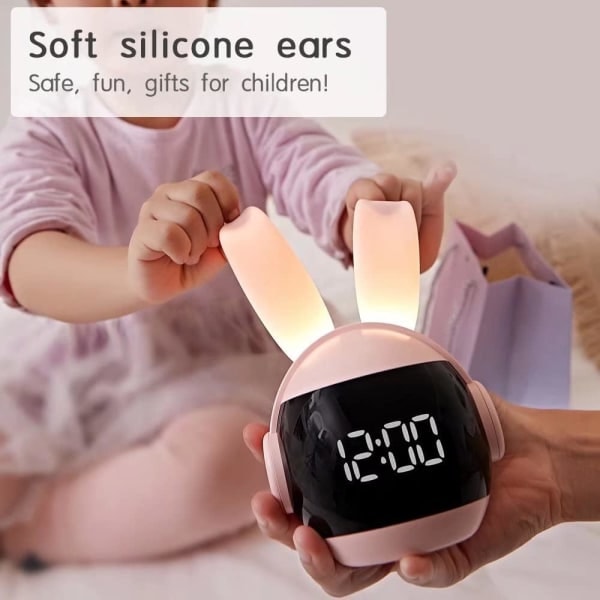 IC Barnværelse Vækkeur Kaninører Wake Up Light Kan Vække Klokken Søvntimer Nap Nanny Børneværelsestilbehør Sød Rosa Pige Børn Rosa