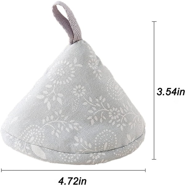 IC Cover for 2 deler bomullsgryta, varmebeständig tyggrythållare Matlagingsvante Ugnsvante Triangelisolert halkskyddad cap (blommig - ljusgrå)