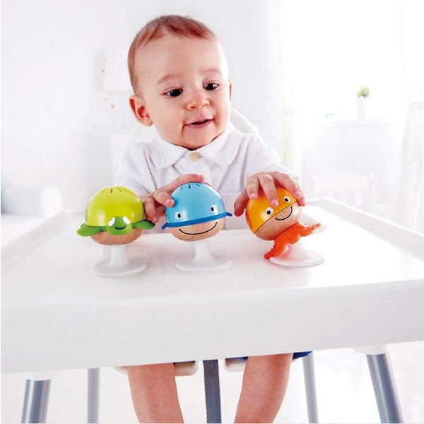 IC Skallror Set | Tre havsdjur sugkoppsleksaker, pedagogisk baby , multi , 5'' x 2'' (E0330 )
