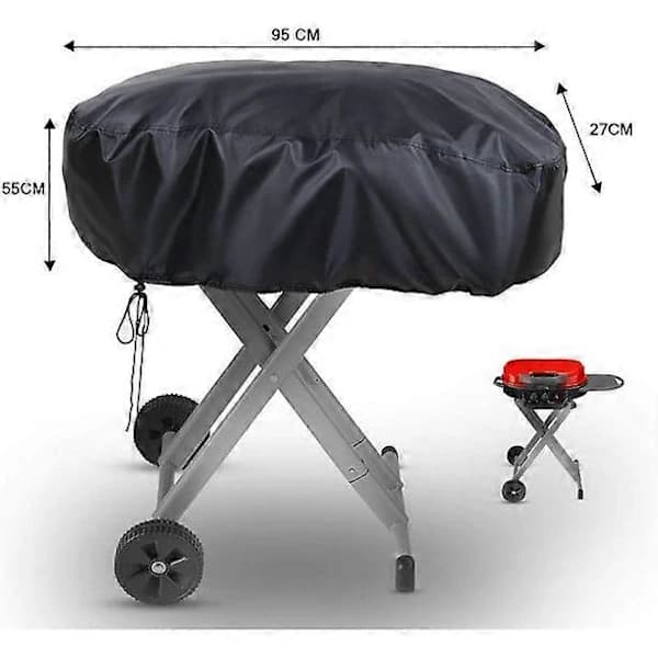 BBQ Grillovertræk 420D Polyester PU Vandtæt UV-resistent med snøre til Coleman RoadTrip LXX LXE 285 Sort