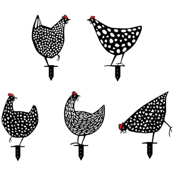 IC 5 stk. høne kylling gård Art Dekorativ Have Lucky Chicken