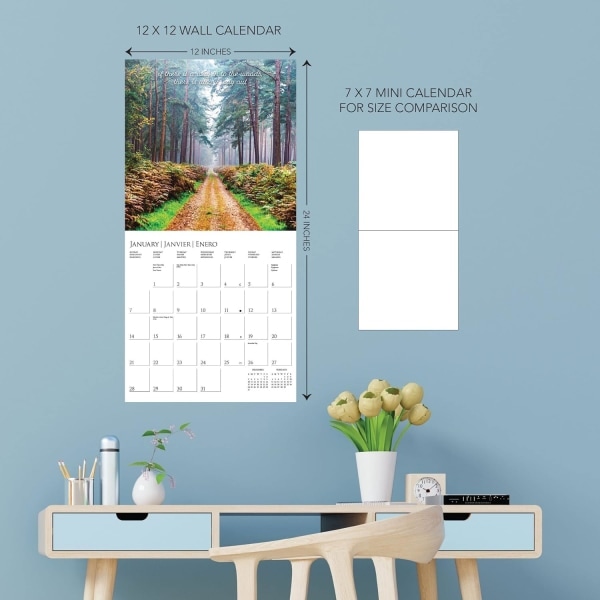 2024 In to the Woods Veggkalender | 12\" x 12\" | Tykt papir | 3 språk & markerte helligdager | 4 2024