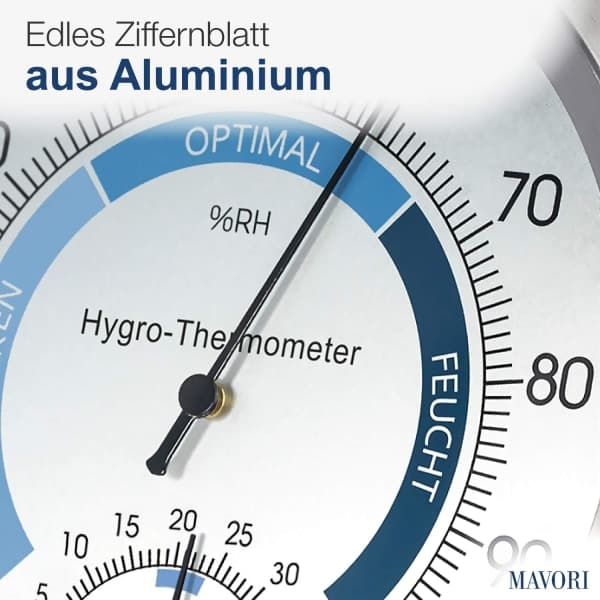 IC Indendørs Analog Hygrometertermometer - Høj kvalitet fugtmåler i rustfrit stål og rumtermometer