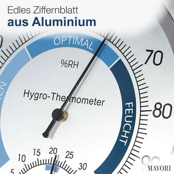 IC Inomhus analog hygrometertermometer - högkvalitativ fuktmätare i rostfritt stål och rumstermometer