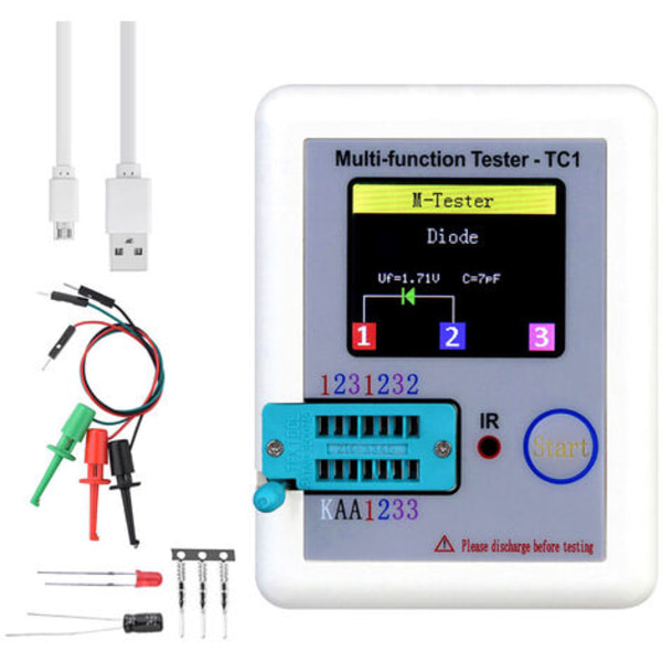 IC Färgskjerm Transistor Tester Automatisk NPN/PNP Transistor Battery Calibration Tester