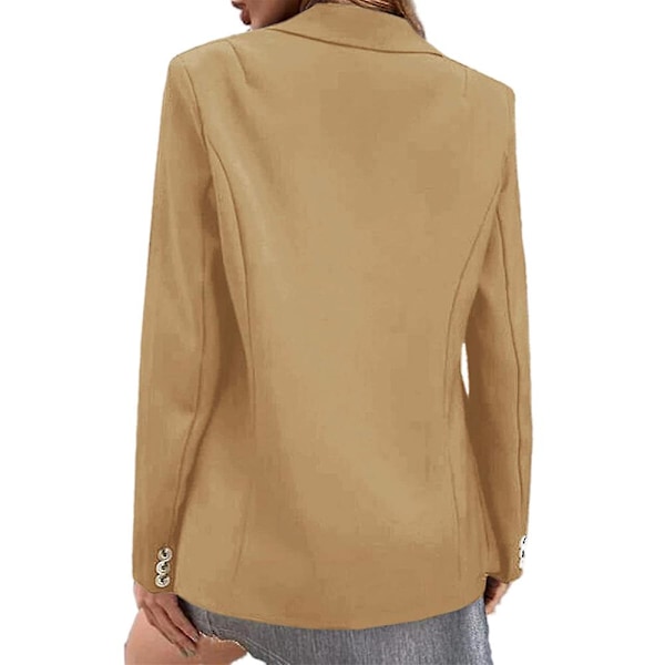 Damejakkesæt En-knaps Blazer Langærmet Frakke Business Casual Slim Fit Yderbeklædning Khaki Khaki XL