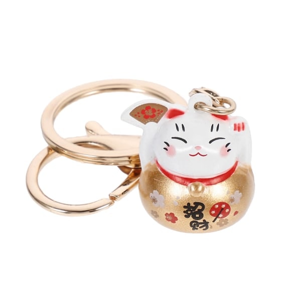 1. nøkkelring i japansk stil Søt Lykkekatt Nøkkelring Nøkkelring Veske Henge (8,5X3X2CM, Gull) IC