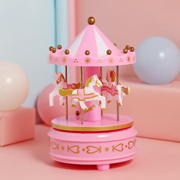 IC Bursdagskake Baking Karusell Spilledåse Spilledåse Karusell Dekorasjon Pynt Rosa rosa