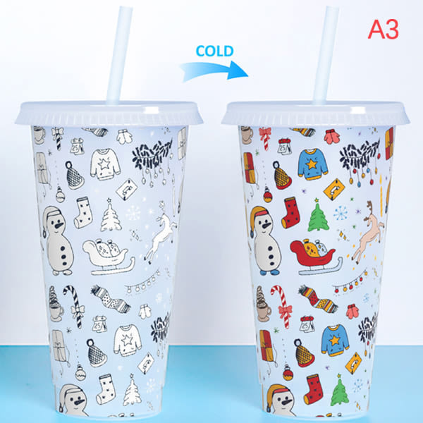 IC 710 ml kaffestråkopper Genanvendelige julekopper til farveskift P Multicolor A3