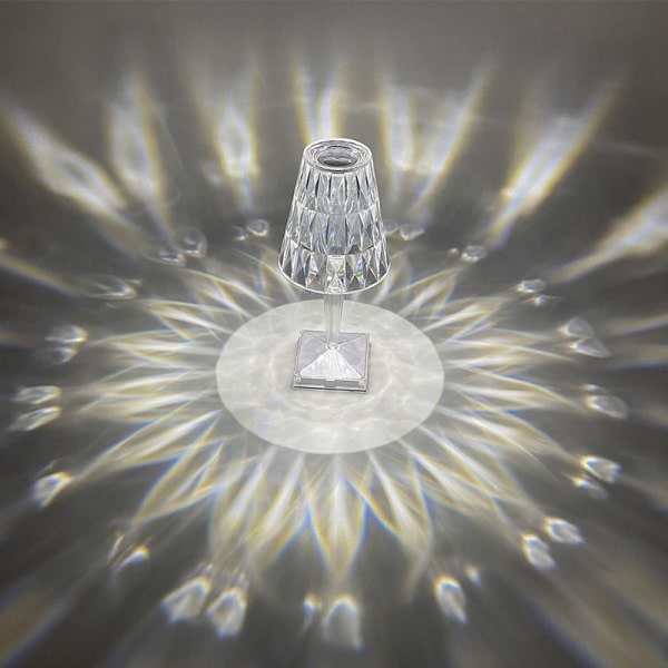 IC Kristal Bordlampe Kreativ Sengelampe Opladbar Atmosfærisk Lampe Lys Luksus Touch Diamant Natlampe (1 stk)