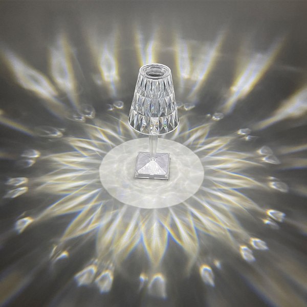IC Kristallbordslampa Creative Nattbord Oppladningsbar Atmosfærelampe Light Luxury Touch Diamond Night Lamp (1 st)