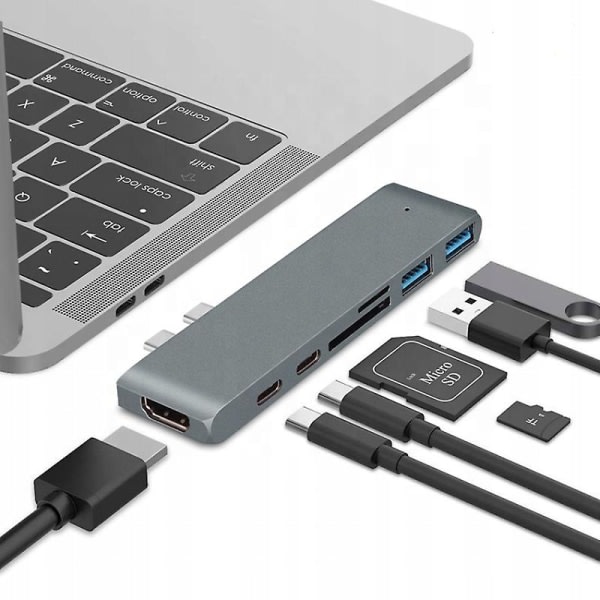 IC USB Type-C Hub Dock for Macbook Pro Air Adapter 4k Hdtv Hub USB 3.0 Kort Dockningsstasjon for bærbar datamaskin USB Hub