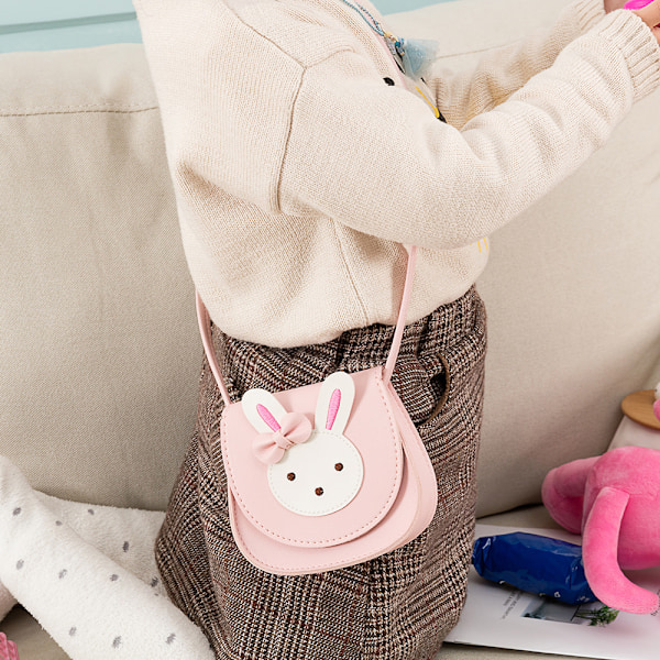 Museører Sløjfe Crossbody Taske, PU Materiale Enkelt Skuldertaske, Velegnet til Børn Piger Småbørn Blue Bunny 12*5*13cm