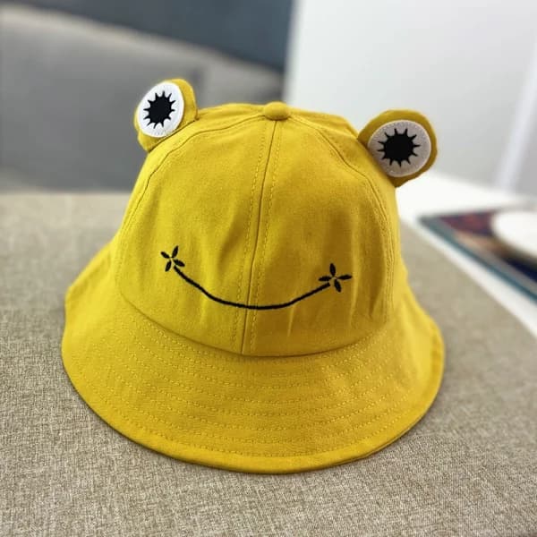 Cartoon Frog Bucket Hat, Unisex Summer Sun Hat For Adults, Foldable