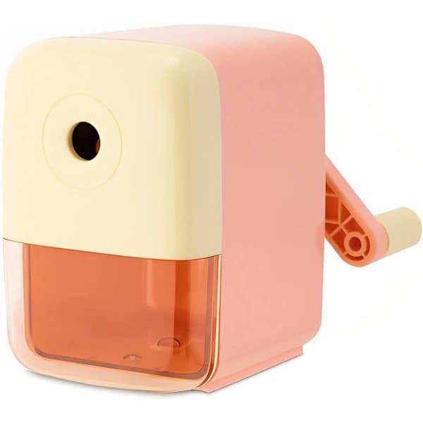 Pencil Sharpener, Automatic Pencil Feeding Design, Knob Can Adjust 5 Types of Pencil Tip Thickness, Table Model, for Standard Pencils Pink pink