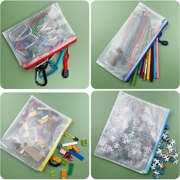6 stk. A6 net lynlåsposer, plastik lynlåsmapper til kontorkvitteringer og kosmetik, sort, 6 x 4,5 tommer