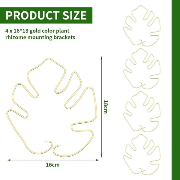 Plantestøtter for Monstera - Sett med 4 stk (gull)