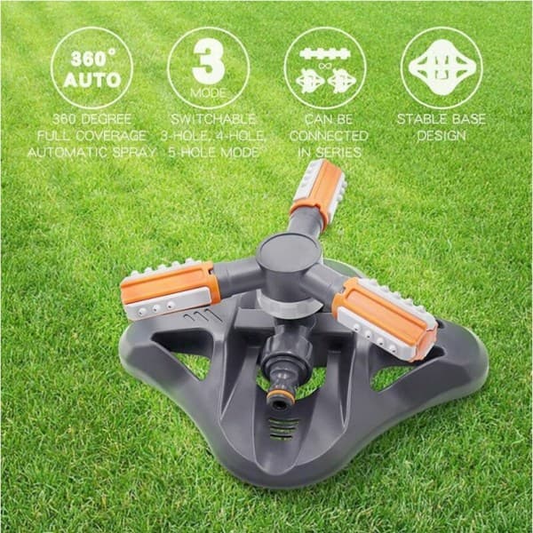 IC 2 stk. Havevandingssystem 360° automatisk sprinkler (grå-orange)