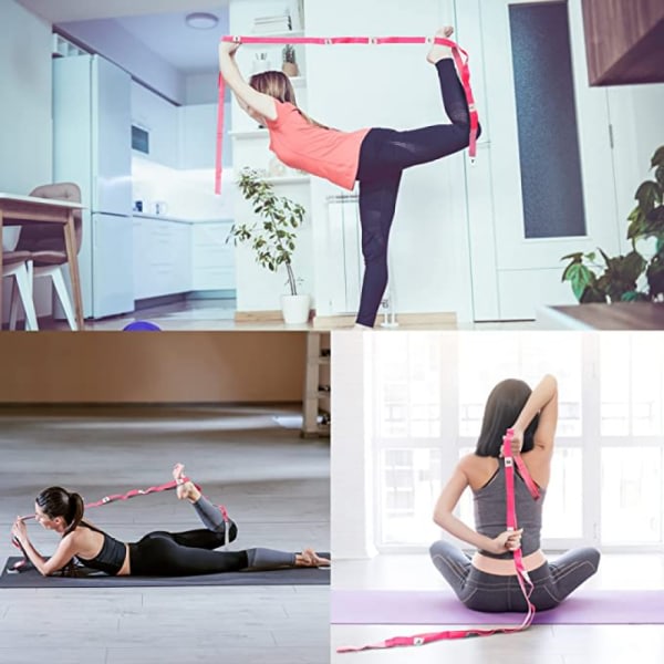 Jooga Stretch Strap, Multi Loops justerbart-träningsband venyttelyyn, sjukgymnastikiin, harjoitteluun, pilatesiin, tansseihin ja voimisteluihin