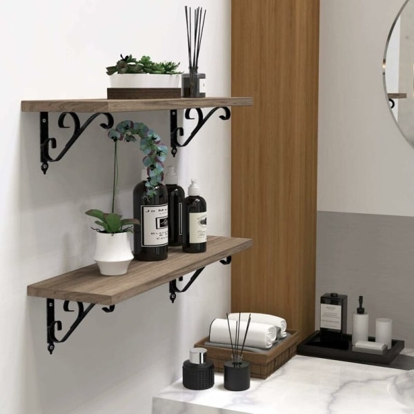 IC Tykk Triangel Støttehylle (Svart Flat Blomst 250mm Lang, 1 Pris 2stk)