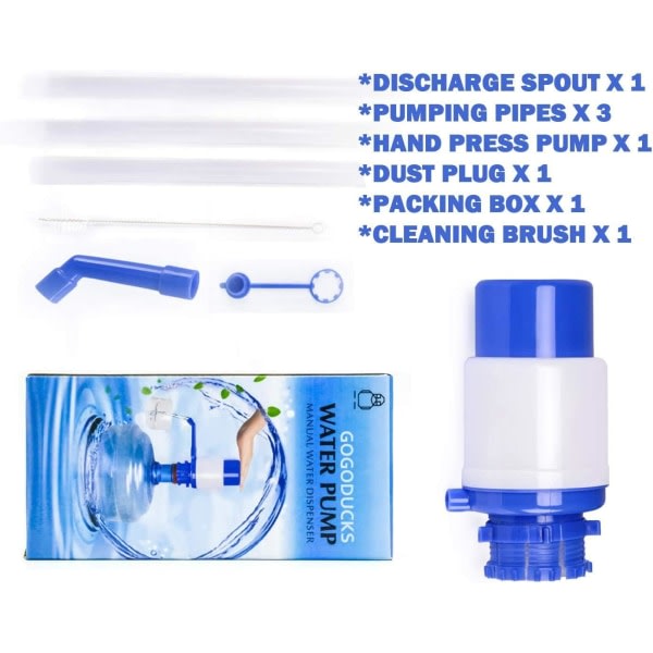 IC Vattenflaska pumppu blå manuell tryck dricksfontän tryckpump vattentryckspump med