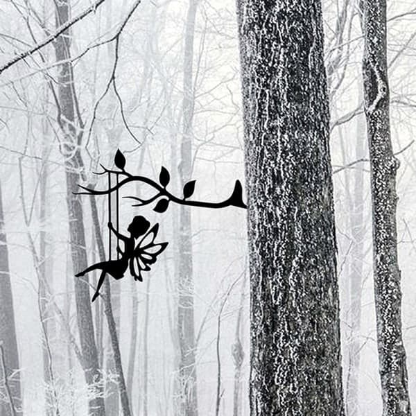 IC Metal Art Silhouette Yard Stake Svingende Sommerfugl Fe Dekor
