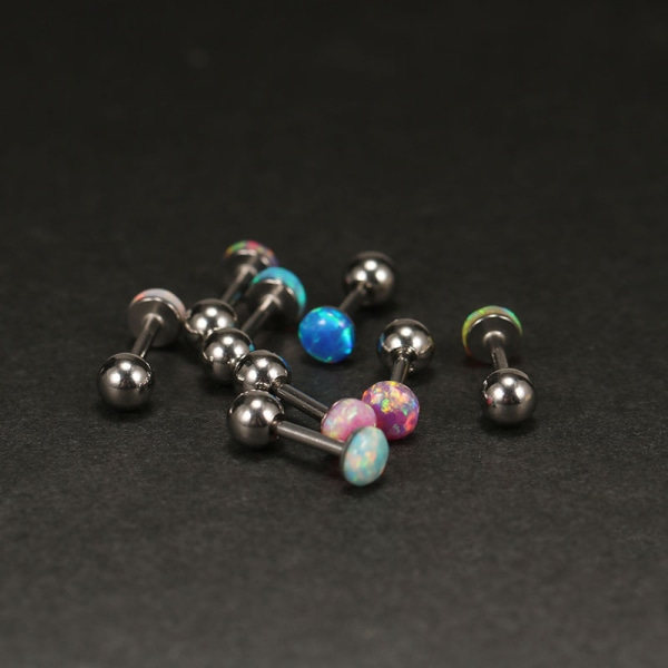 1 st 4 mm opal titan stål öronben spik spiral örhängen för kvinnor flickor Bröllopsfest Nya fina smycken present