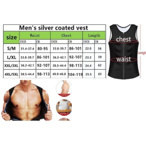 IC Herr Bastu Svettdräkt Dragkedja Väst för Viktminskning Top Shapewear Slimm