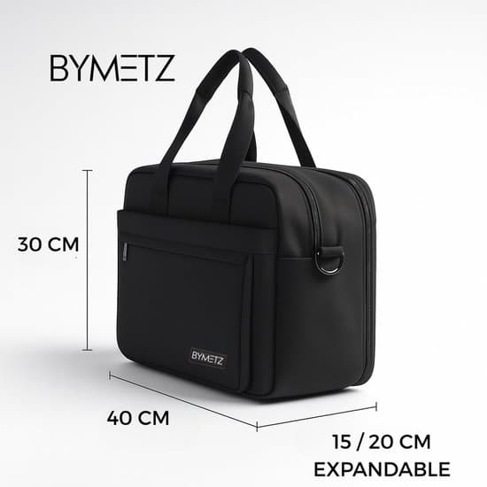 Udvidbar computertaske 15,6 tommer, under-sædet håndbagage rejsemappe med smart sleeve, 600D polyester, sort til forretningsrejser