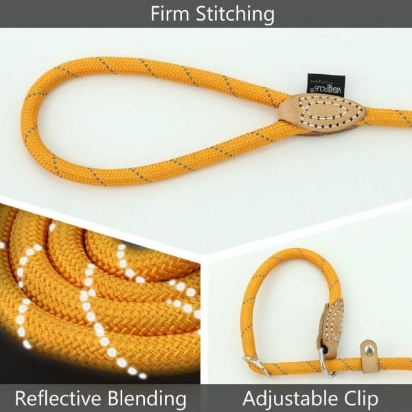 IC Liten, mellomstor og stor husdyrtrening Lasso reflekterende kobbelrem - 150 cm lang (oransje)