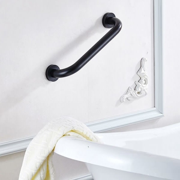 IC Badeværelsesgreb, Sikkerhedsduschgreb, Skridsikker Støttegreb 30 cm til Badeværelse, Badekar, Toilet (Sort)