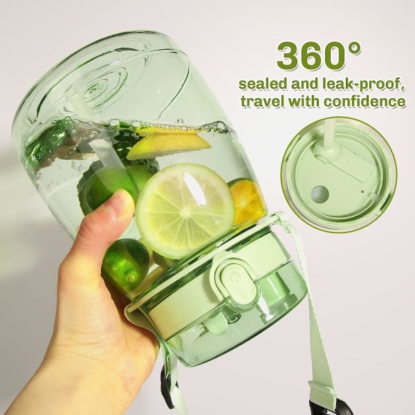 IC Vannflaske med sugerør 45 oz grønn vannkrukke Estetiske store mage vannflasker med sugerør for kvinner Kawaii vannflasker