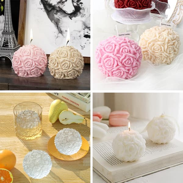 2 - stk - Lysform - form - roseblomst - Silikonlysform - roseballlys - selv - DIY - hjemmeinnredning