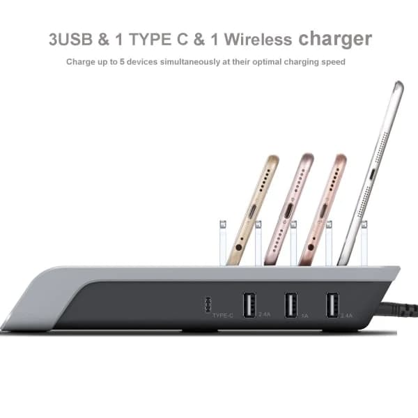 TG USB-ladestation til flere enheder, 4-ports skrivebordsoplader