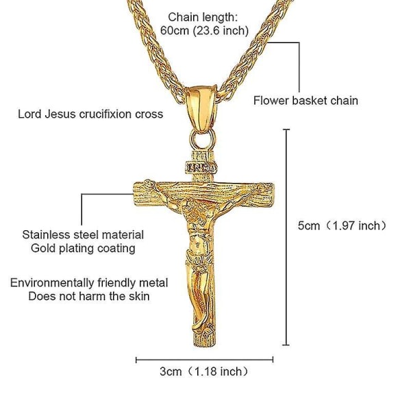 Lyxigt Charmigt Gold Cross Chain Halsband For Kvinnor Män Man Man Hip Hop Cool Accessoar Mode Jesus Cross Hänge Halsband Presenter Silver1