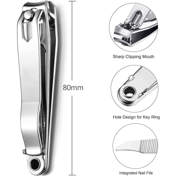 IC Nagelklippare, produsert av kraftig rostfritt stål, egnet for tykk nagelånaglar män kvinner (sølv 1 pakke)