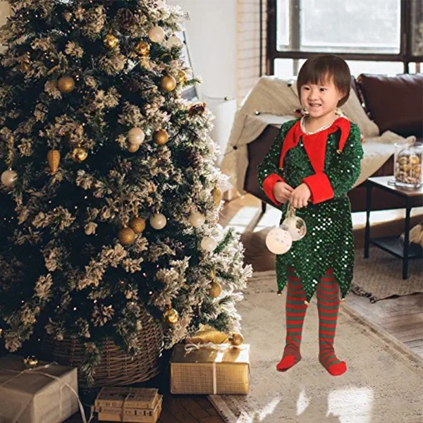 Jultomte Kostym för Flickor och Pojkar - Älg - Cosplay Kläder - Grön - 150cm