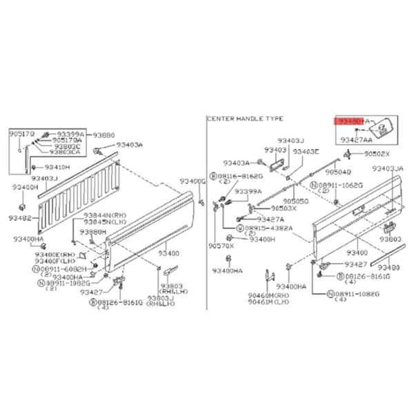 Bil Bakluke Håndtak Lås Bezel Trim Panel 90606-VK00A for Navara NP300 D22 Lastebil 2000-2005 VK000