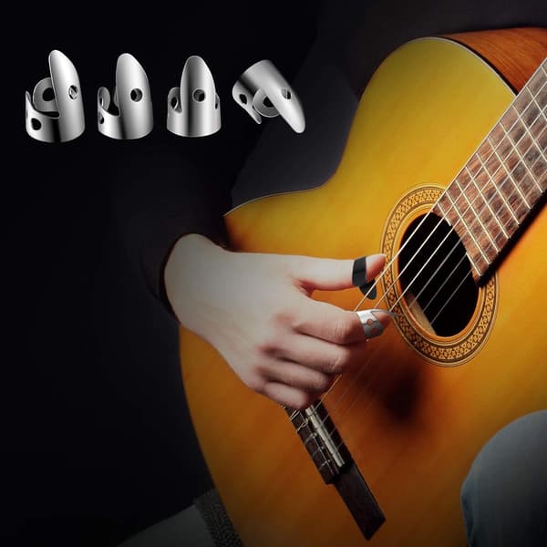 12 stk sæt fingerpicks i stål til guitar, banjo og andre