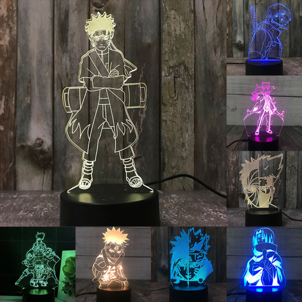 IC 3D-yöpöytävalot Naruto Team Uzumaki Naruto LED-yöpöytälamppu