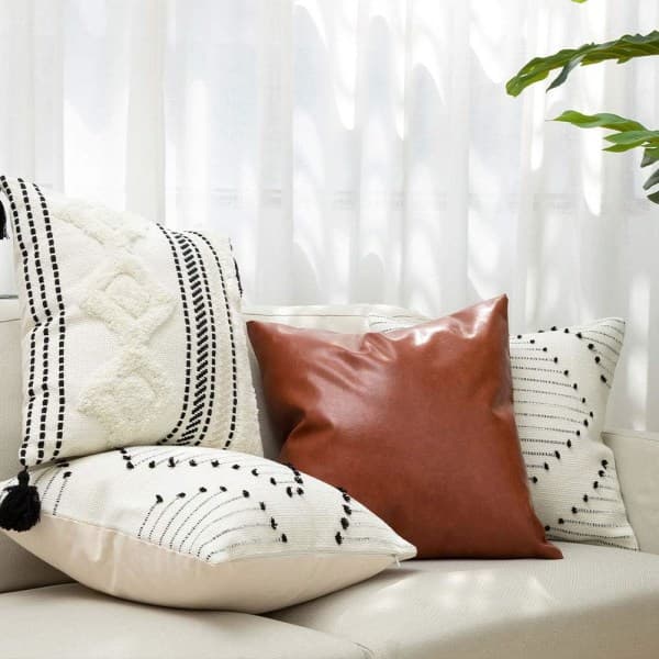 IC Boho Pudebetræk Sort Hvid Pudebetræk 20x20 Sæt med 2 Moderne Farmhouse Dekorative Pudebetræk til Sofa