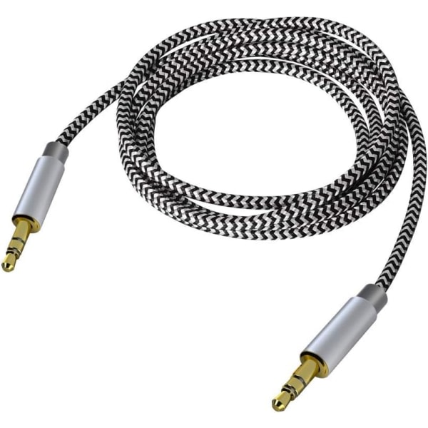 IC 3,5 mm stereoljudkabel förlängningskabel hane till hane nylon 3 ft/1m trasselfri AUX-kabel (svart)