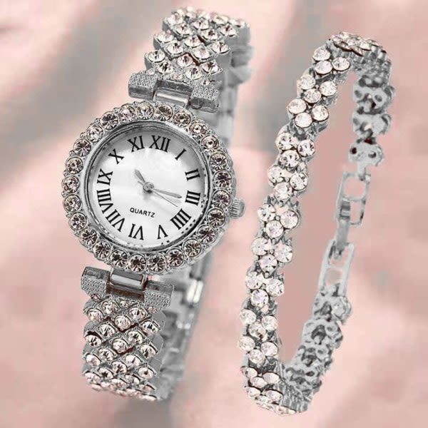 IC Watch for women Stålarmband Kärleksbälte Rhinestone Quartz Watch Mode (sølv)